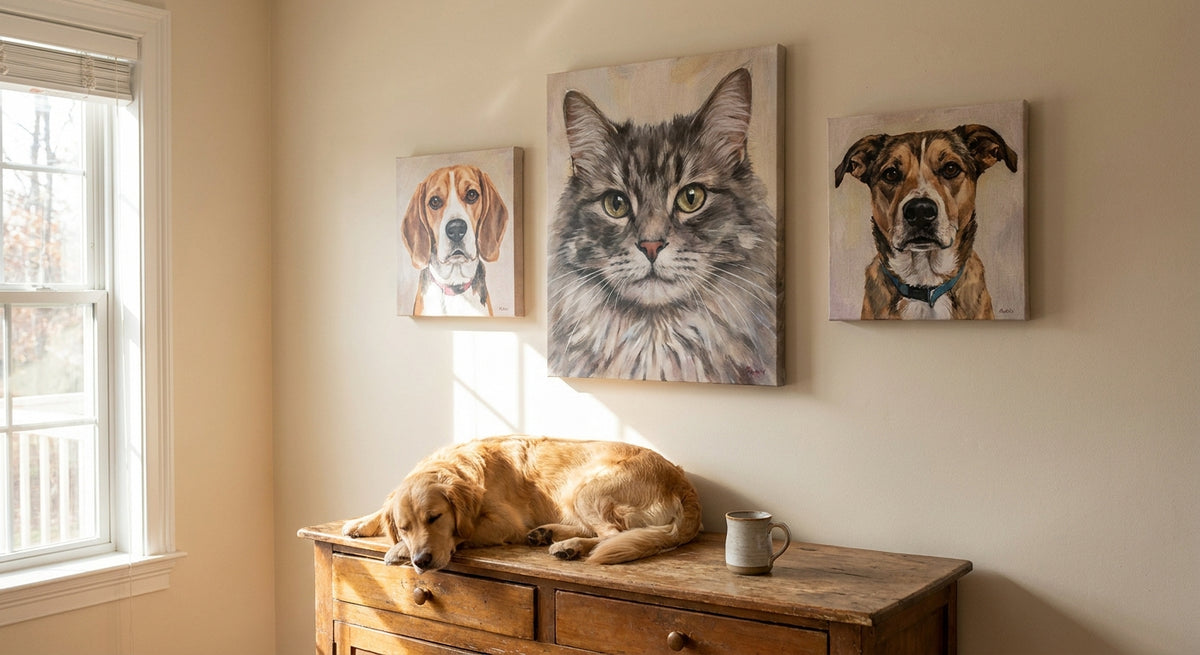 Custom pet portrait canvas prints