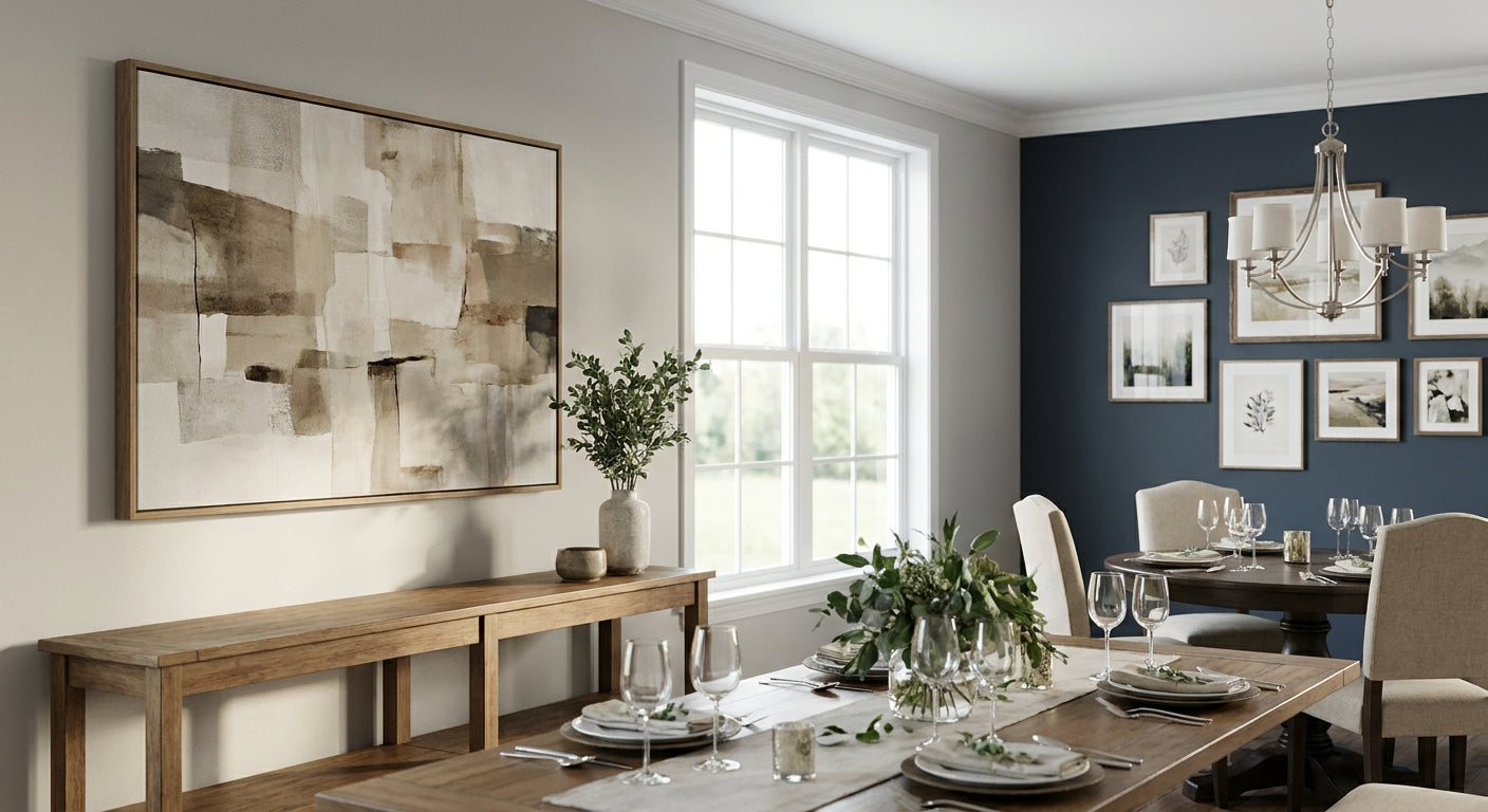 Dining room wall art for entertaining spaces