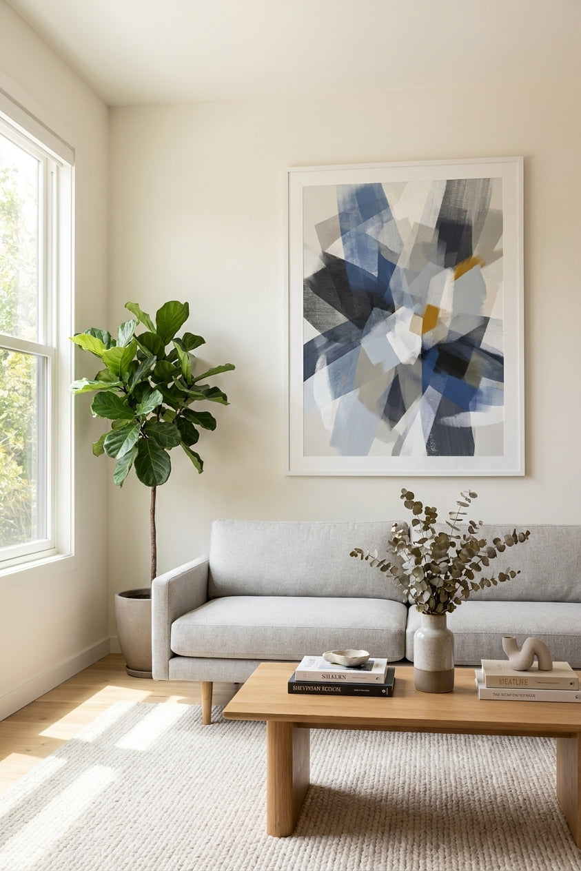 Abstract floral wall art for a modern living room
