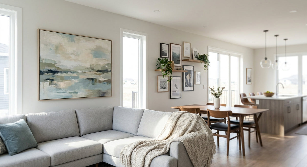 Wall art for open floor plan living rooms