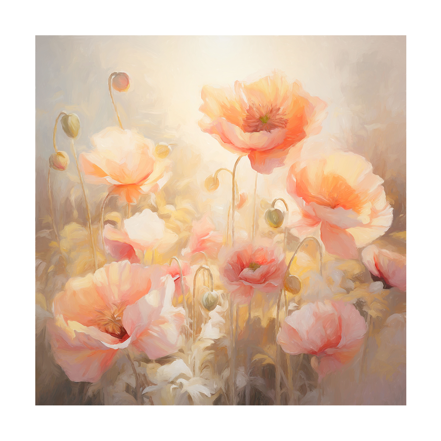 Peach Fuzz Poppies , Style C, By Accent Art Studio