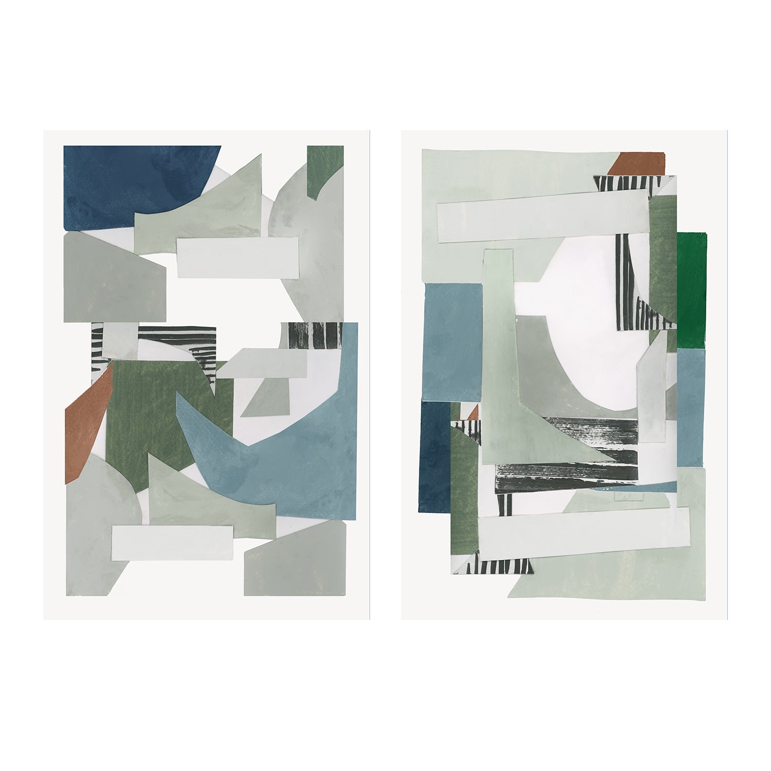 Blue Green Abstract Jugs , Style A & B , Set Of 2 , By Cartissi