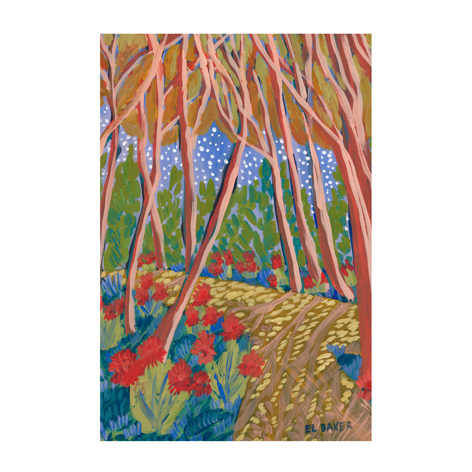 wall-art-print-canvas-poster-framed-Red Trees , By Eleanor Baker-1