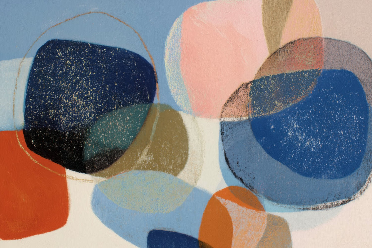 Abstract Geometric in Navy and Coral
