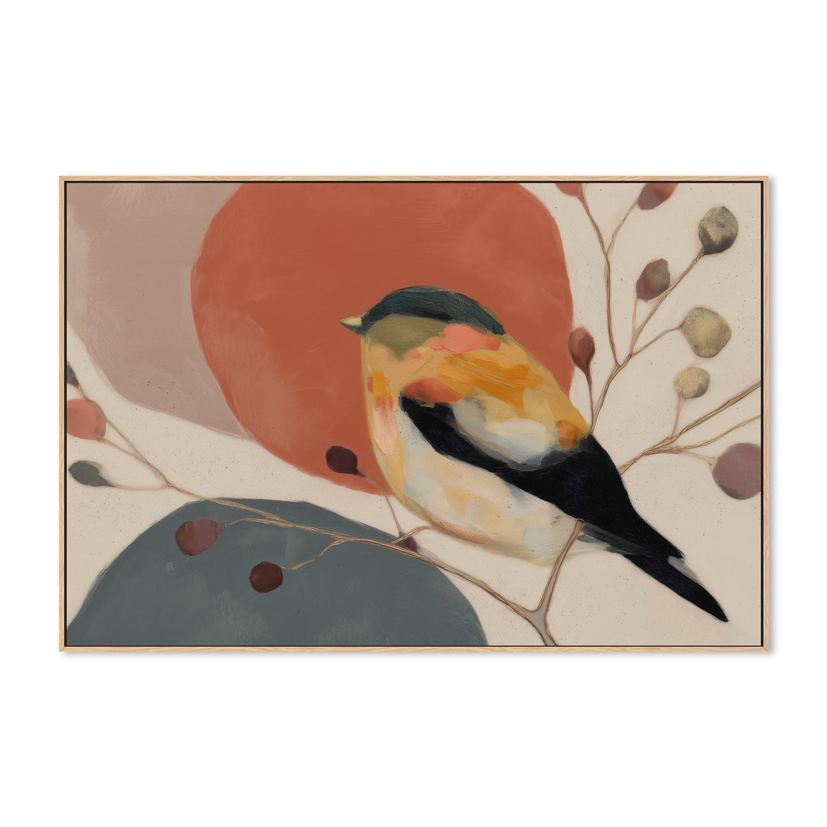 Bird with Botanical Elements