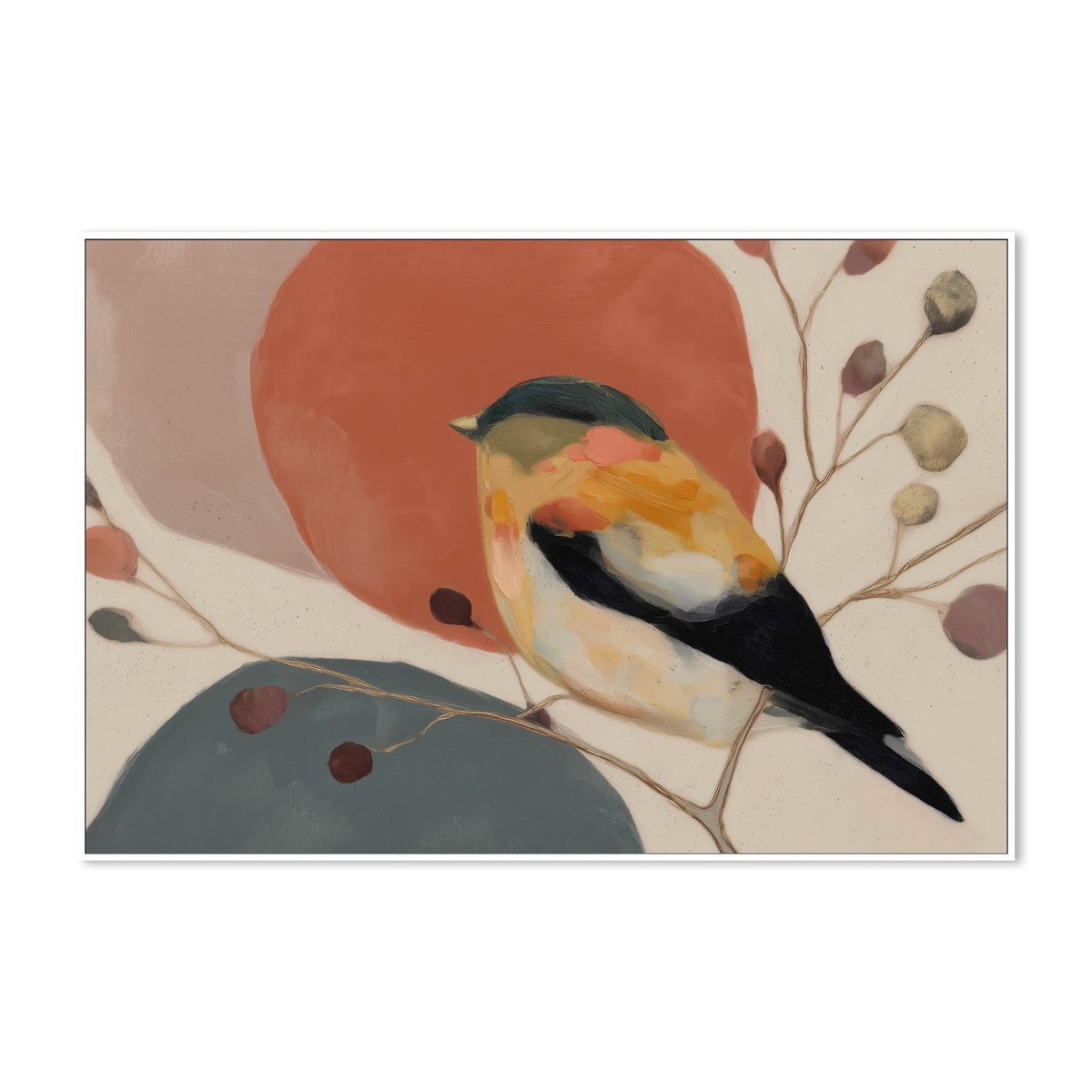 Bird with Botanical Elements