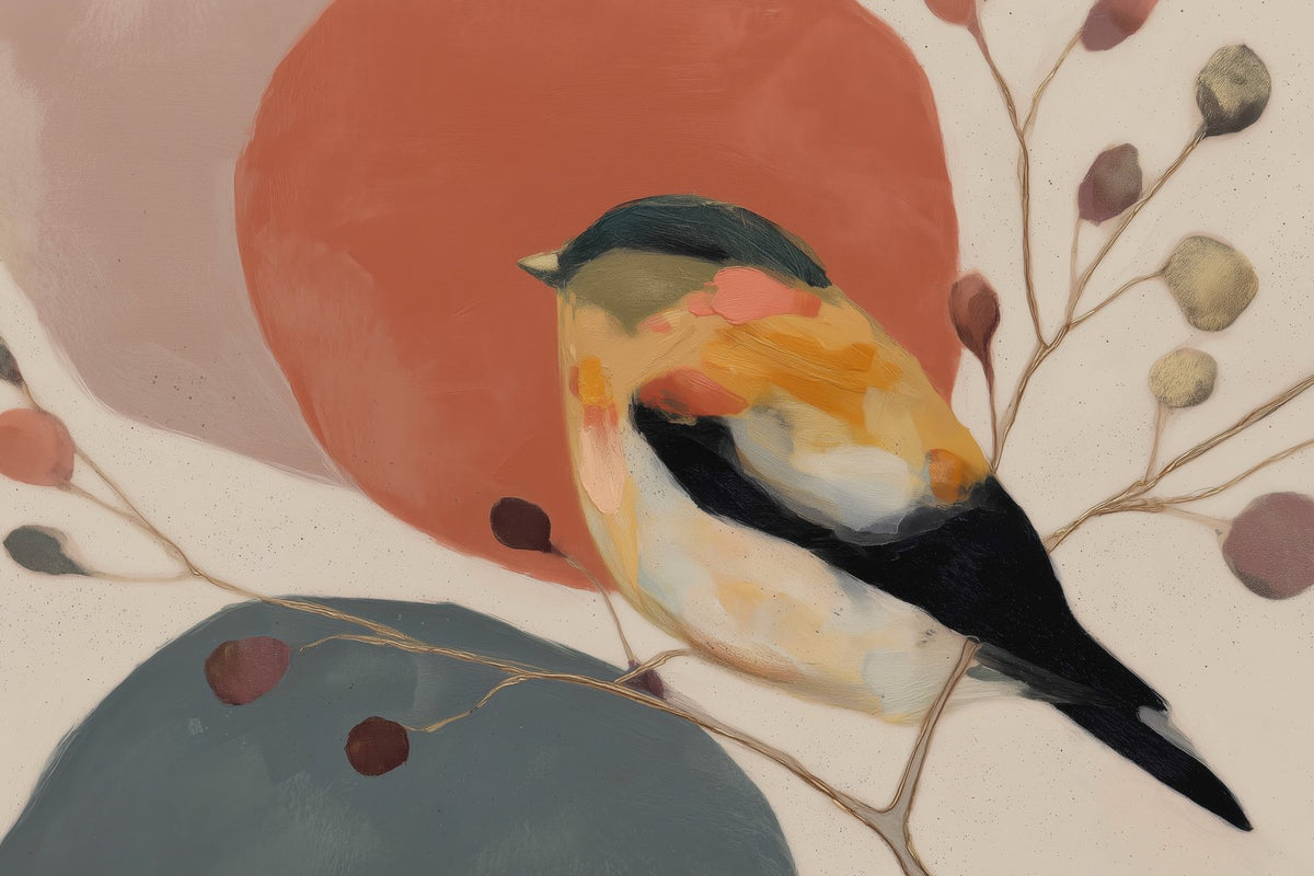 Bird with Botanical Elements