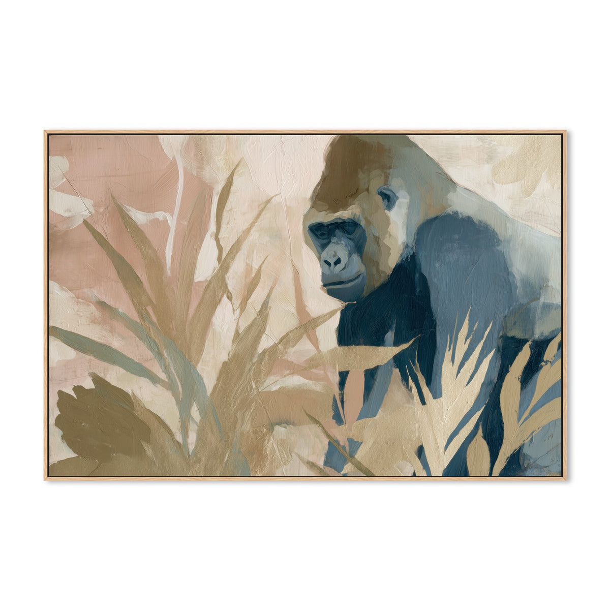 Gorilla Portrait Among Tropical Plants