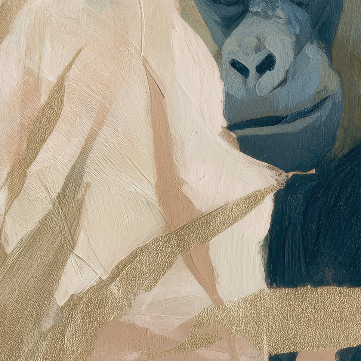 Gorilla Portrait Among Tropical Plants