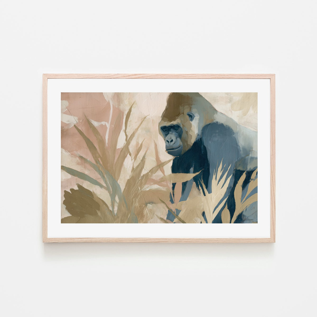 Gorilla Portrait Among Tropical Plants