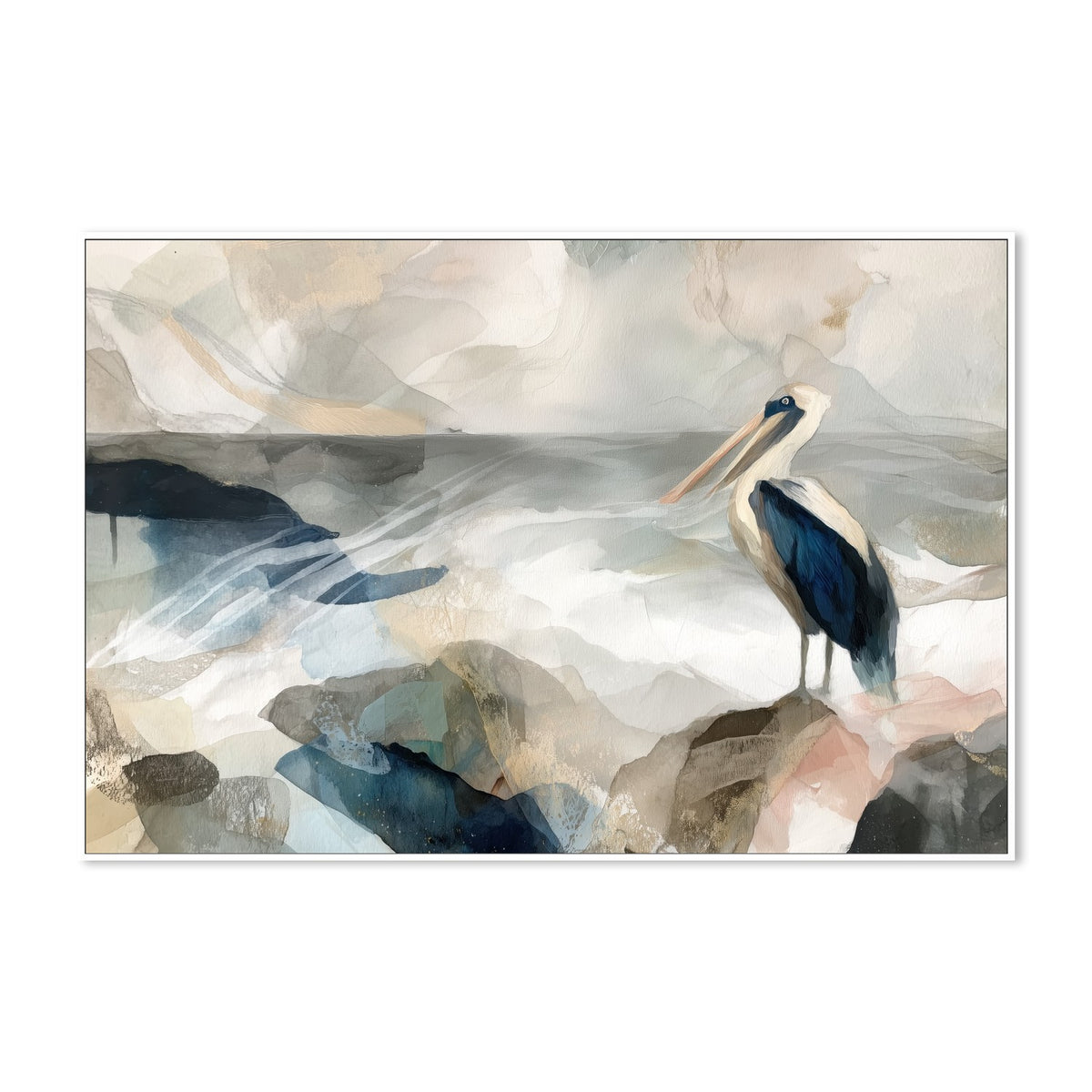 Pelican on Rocky Shore