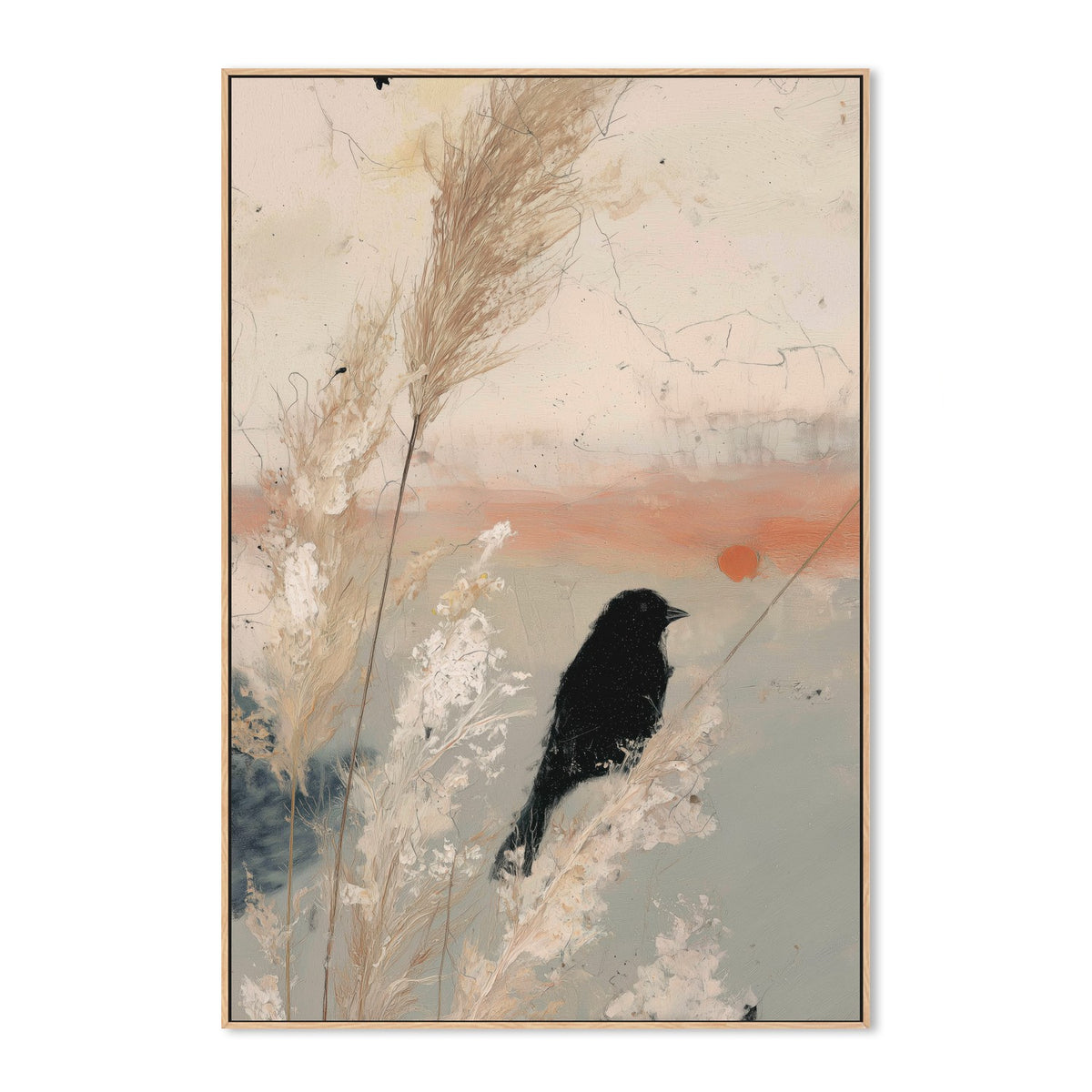 Bird Silhouette in Golden Grasses