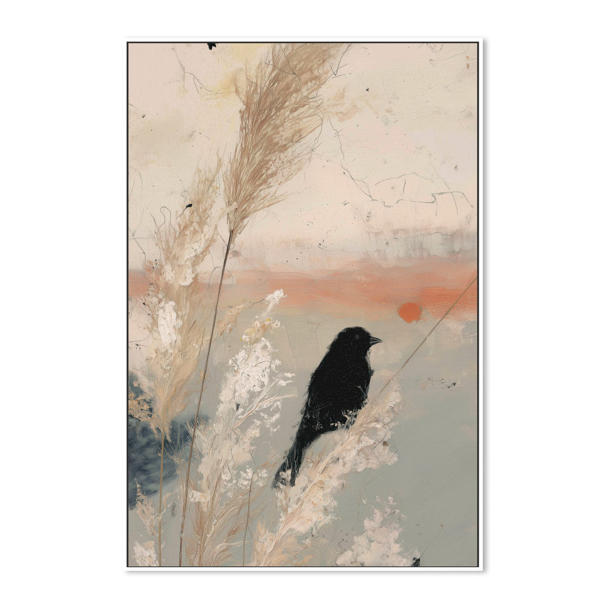 Bird Silhouette in Golden Grasses