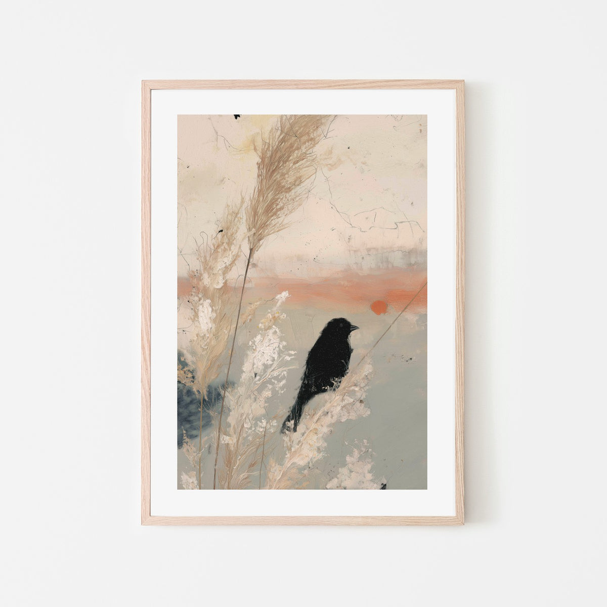 Bird Silhouette in Golden Grasses