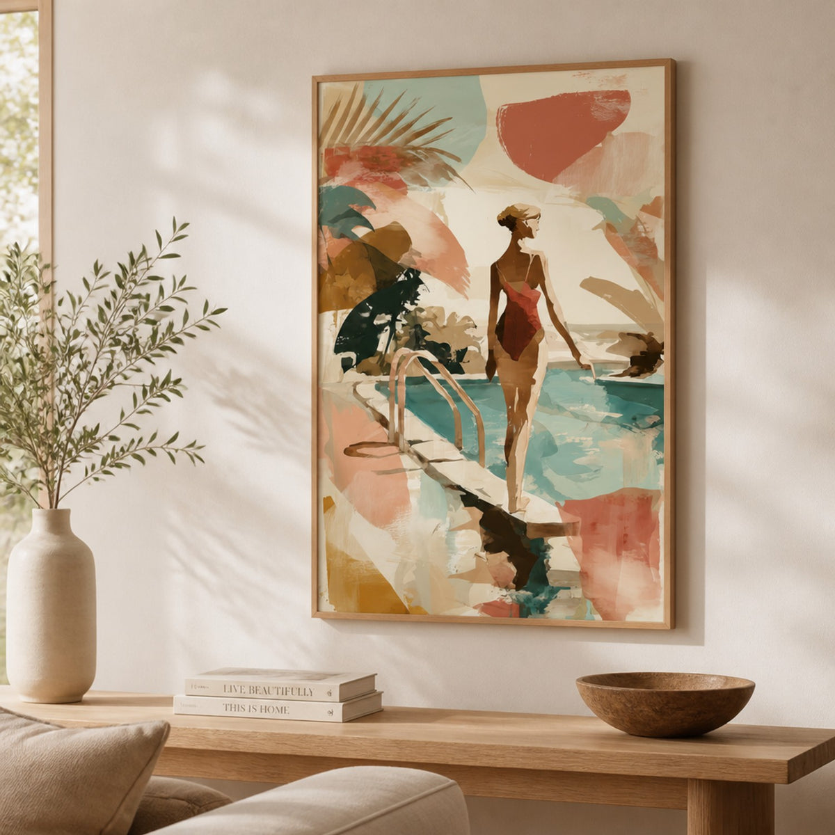 Woman by Poolside Retreat