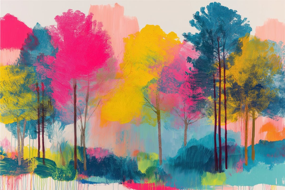 Colorful Trees Fading Into Mist