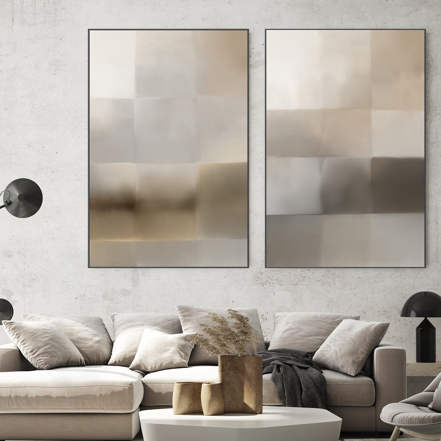 Next Time, Neutral Abstract, Style A & B, Set Of 2