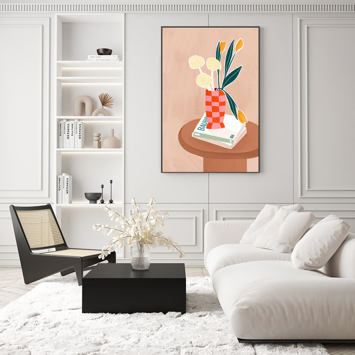 Flower With a Checkered Red Vase