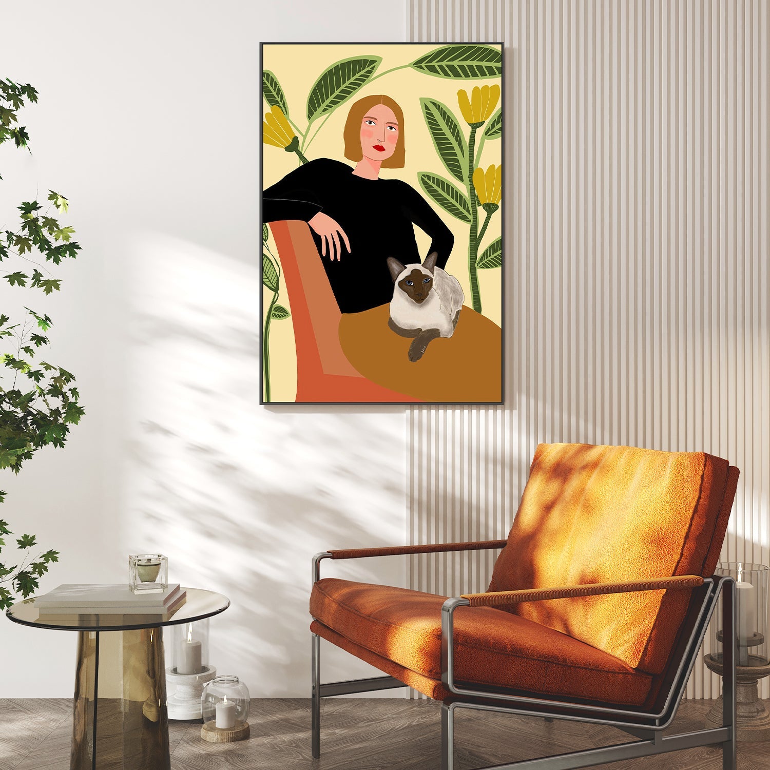 Girl With Siamese Cat, Style B