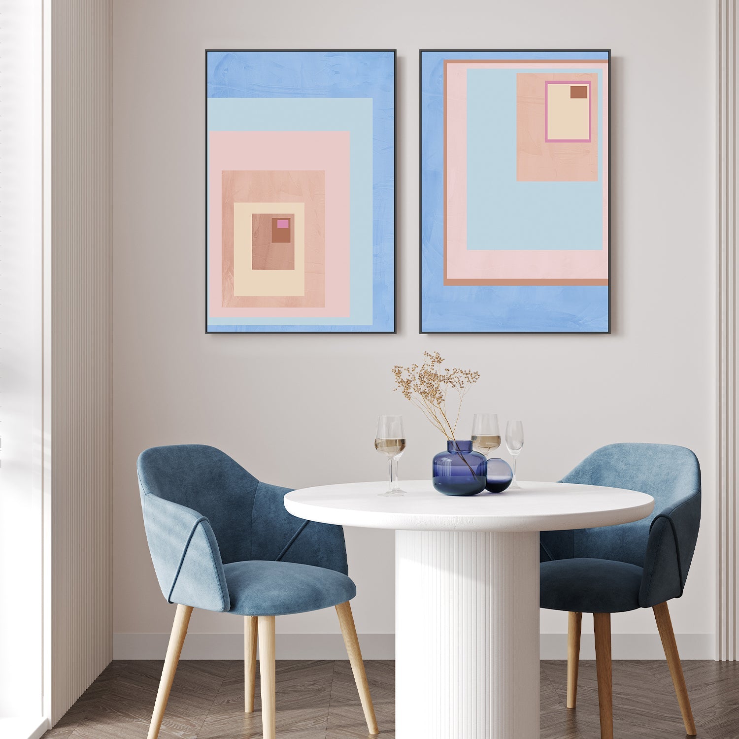 Pink Block Colour, Style A & B, Set Of 2 , By JL Design