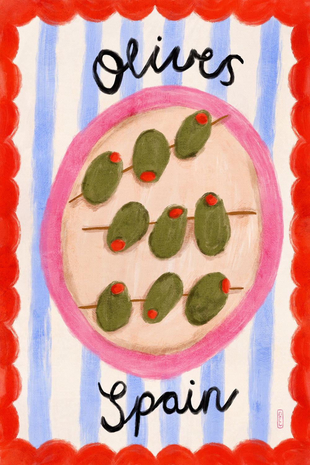 A Plate Of Olives, Style B-by-Lia Nell-wall-art-print-canvas-poster-framed-Gioia