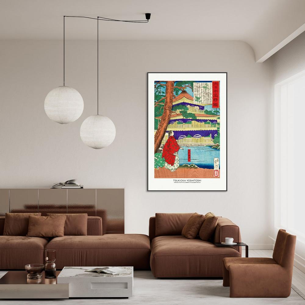 Ashikaga Yoshimitsu Admiring the Golden Pavilion (1879)-by-Tsukioka Yoshitoshi-wall-art-print-canvas-poster-framed-Gioia