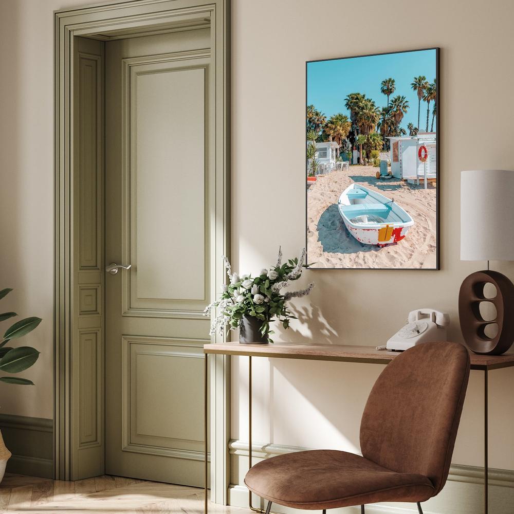 Beach Boat Under Palms-by-Gabor Estefan-wall-art-print-canvas-poster-framed-Gioia