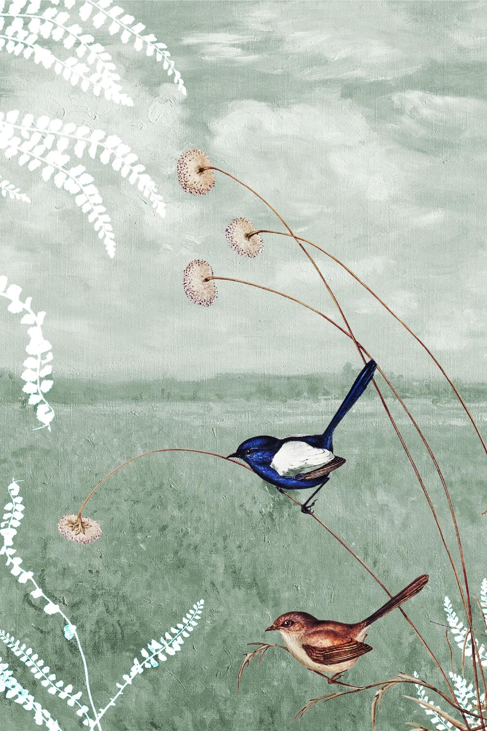 wall-art-print-canvas-poster-framed-Birds in a Serene Meadow-1