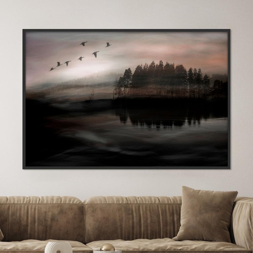 Birds Over Misty Lake-by-Christina Sillen-wall-art-print-canvas-poster-framed-Gioia