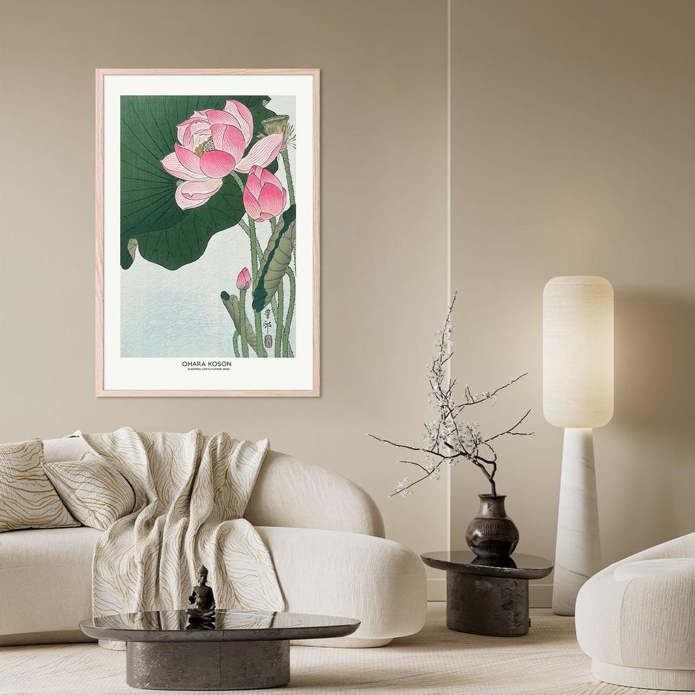 Blooming Lotus Flowers-by-Ohara Koson-wall-art-print-canvas-poster-framed-Gioia