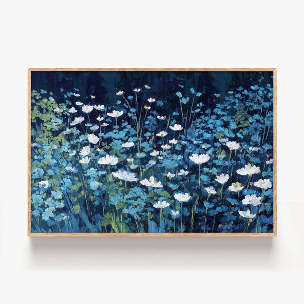 Blue Floral Field, Style B-by-Gioia Template-wall-art-print-canvas-poster-framed-Gioia