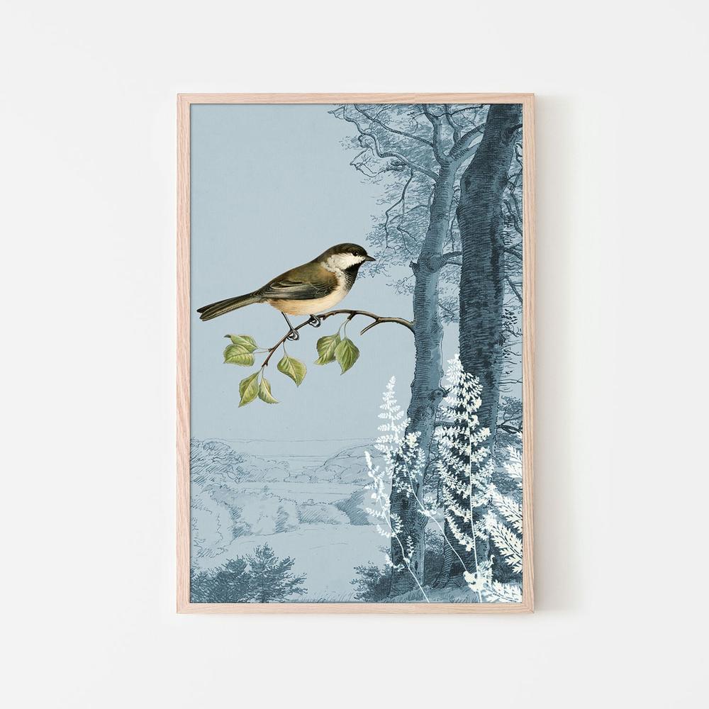 wall-art-print-canvas-poster-framed-Blue Forest Bird-6