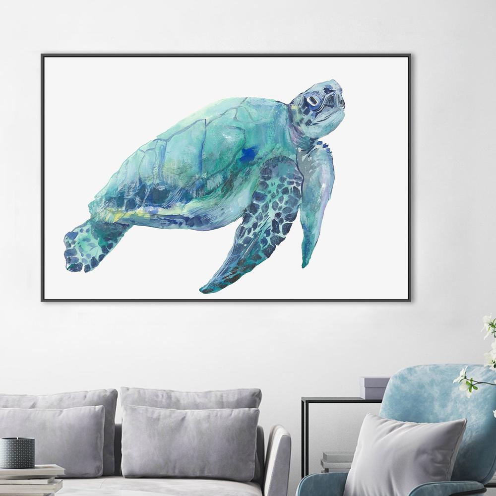 Blue Great Sea Turtle, Style A-by-Jacob Q-wall-art-print-canvas-poster-framed-Gioia