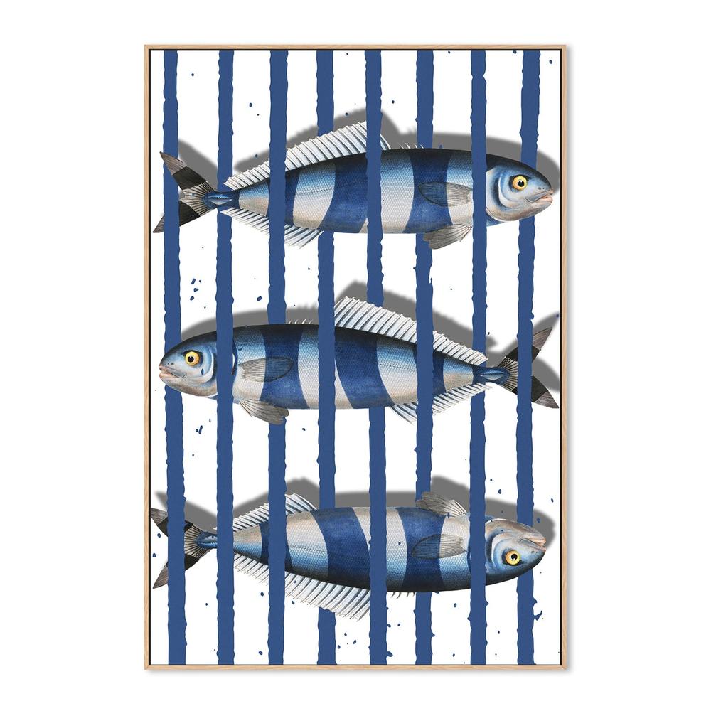 Blue Striped Fish-by-Marja van den-wall-art-print-canvas-poster-framed-Gioia
