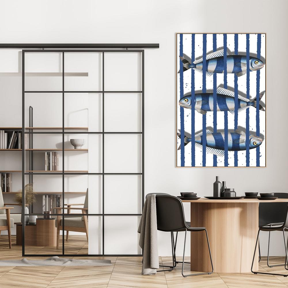 Blue Striped Fish-by-Marja van den-wall-art-print-canvas-poster-framed-Gioia