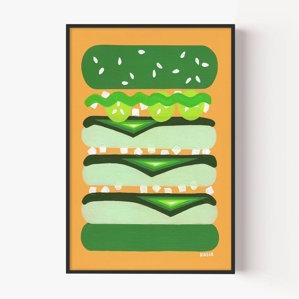 Burger for Kermit-by-Kasia Amanda-wall-art-print-canvas-poster-framed-Gioia