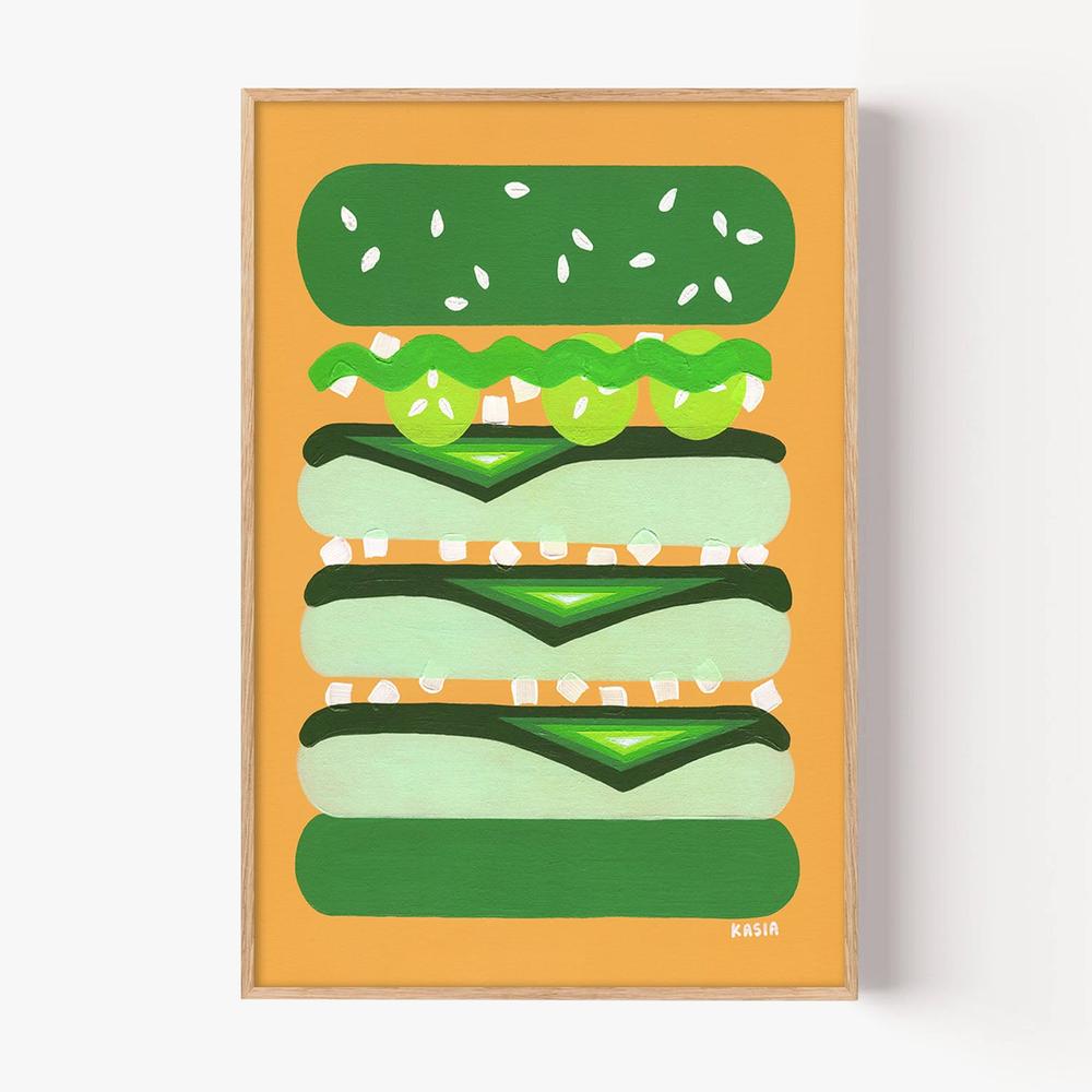 Burger for Kermit-by-Kasia Amanda-wall-art-print-canvas-poster-framed-Gioia