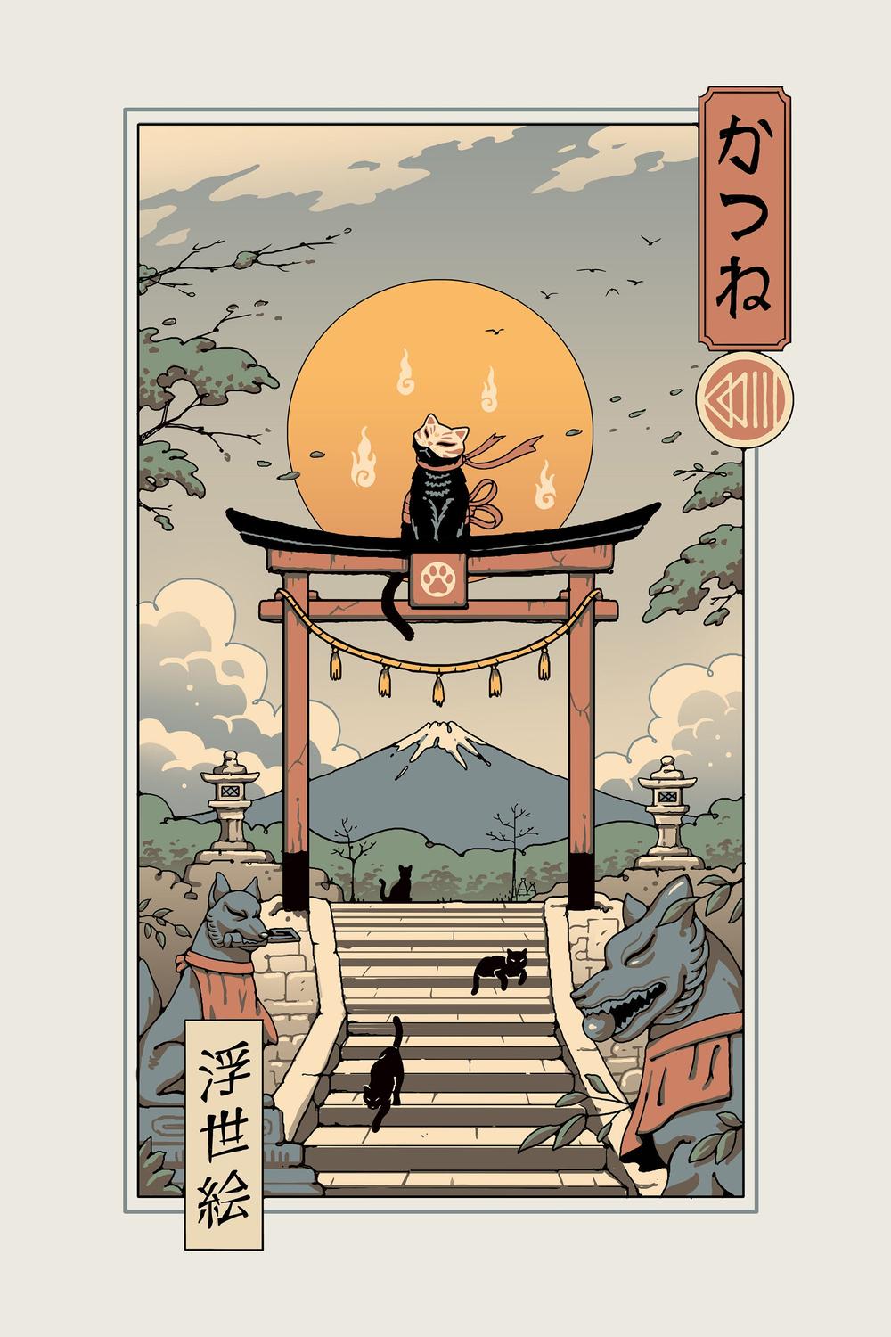 Catsune Inari-by-Vincent Trinidad-wall-art-print-canvas-poster-framed-Gioia