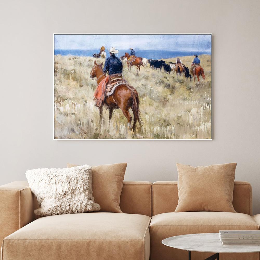 Cattle Drive-by-Nina Blue-wall-art-print-canvas-poster-framed-Gioia