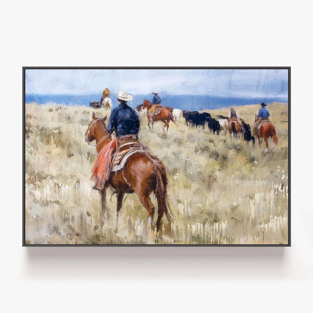 Cattle Drive-by-Nina Blue-wall-art-print-canvas-poster-framed-Gioia