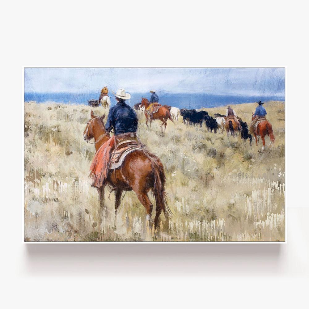 Cattle Drive-by-Nina Blue-wall-art-print-canvas-poster-framed-Gioia