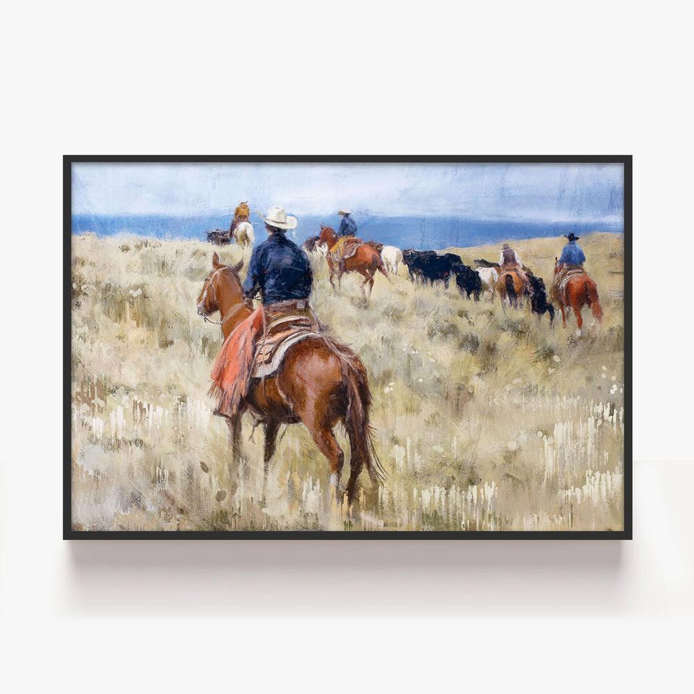 Cattle Drive-by-Nina Blue-wall-art-print-canvas-poster-framed-Gioia