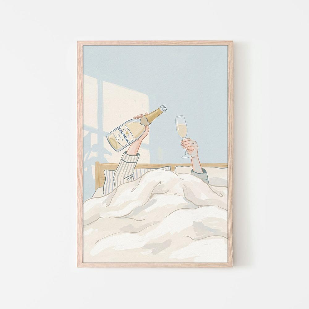 wall-art-print-canvas-poster-framed-Champagne Morning in Bed-6