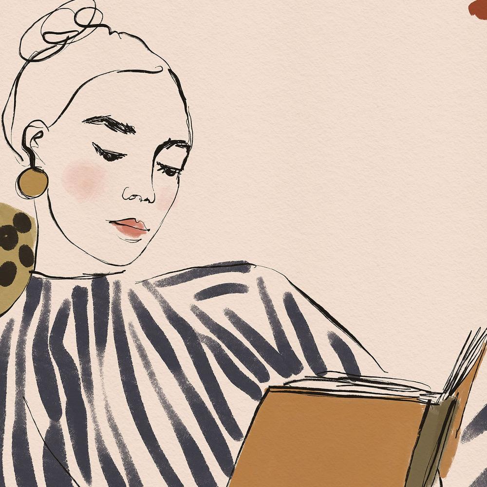 Chic Woman Reading-by-CATS AND DOTZ-wall-art-print-canvas-poster-framed-Gioia