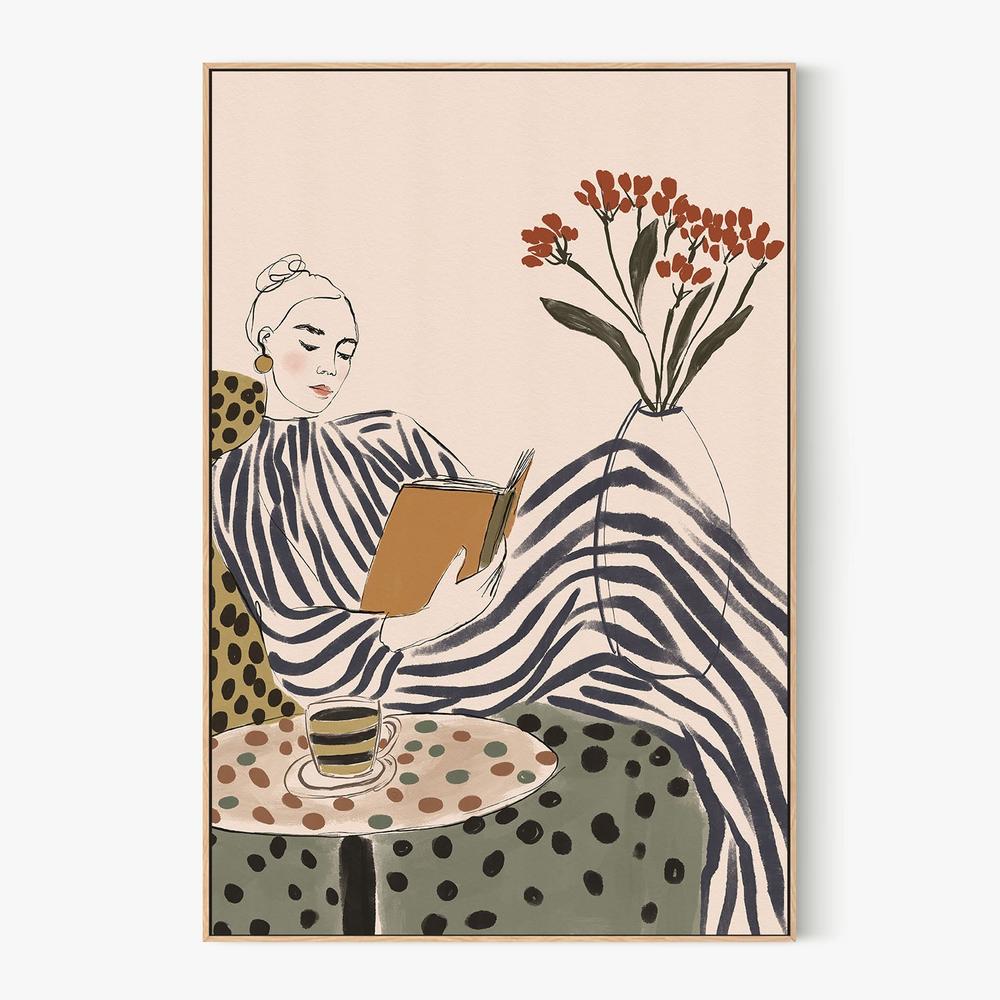 Chic Woman Reading-by-CATS AND DOTZ-wall-art-print-canvas-poster-framed-Gioia