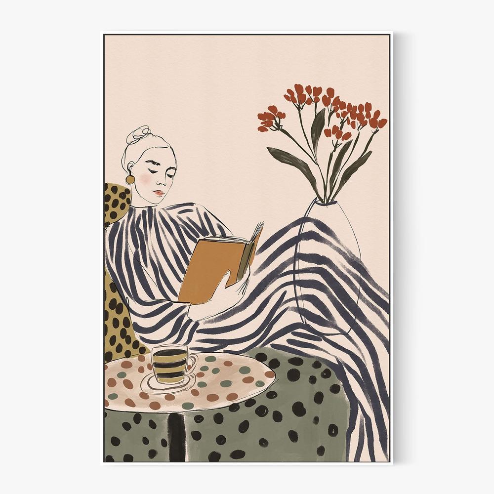 Chic Woman Reading-by-CATS AND DOTZ-wall-art-print-canvas-poster-framed-Gioia