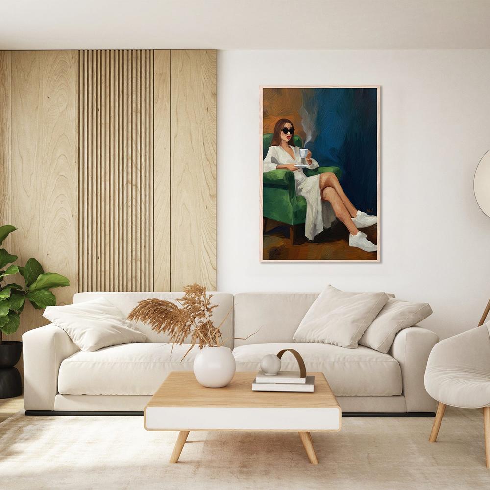CHICA Y UN CAFE-by-Giovanna Gil Alves-wall-art-print-canvas-poster-framed-Gioia