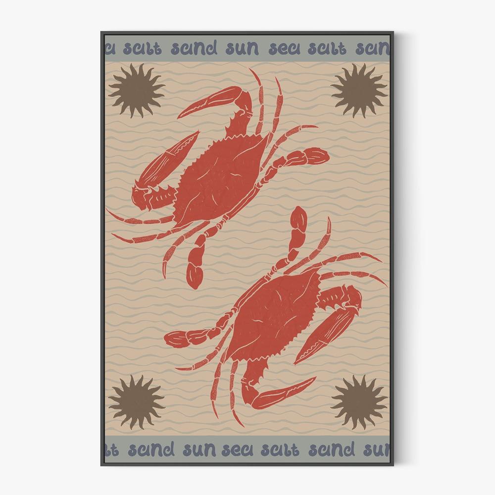 Coastal Crabs and Sun-by-Radhika Modi-wall-art-print-canvas-poster-framed-Gioia