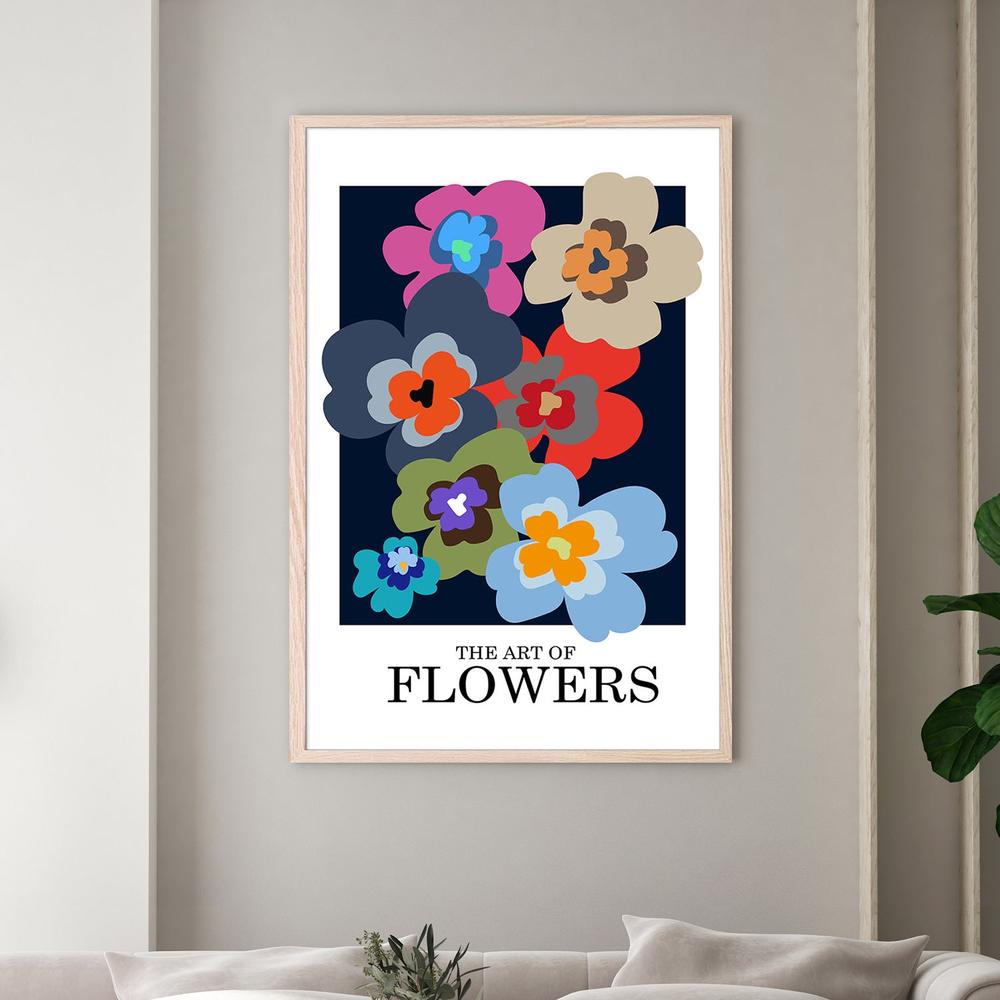 Colorful Abstract Flowers-by-Frances Collett-wall-art-print-canvas-poster-framed-Gioia