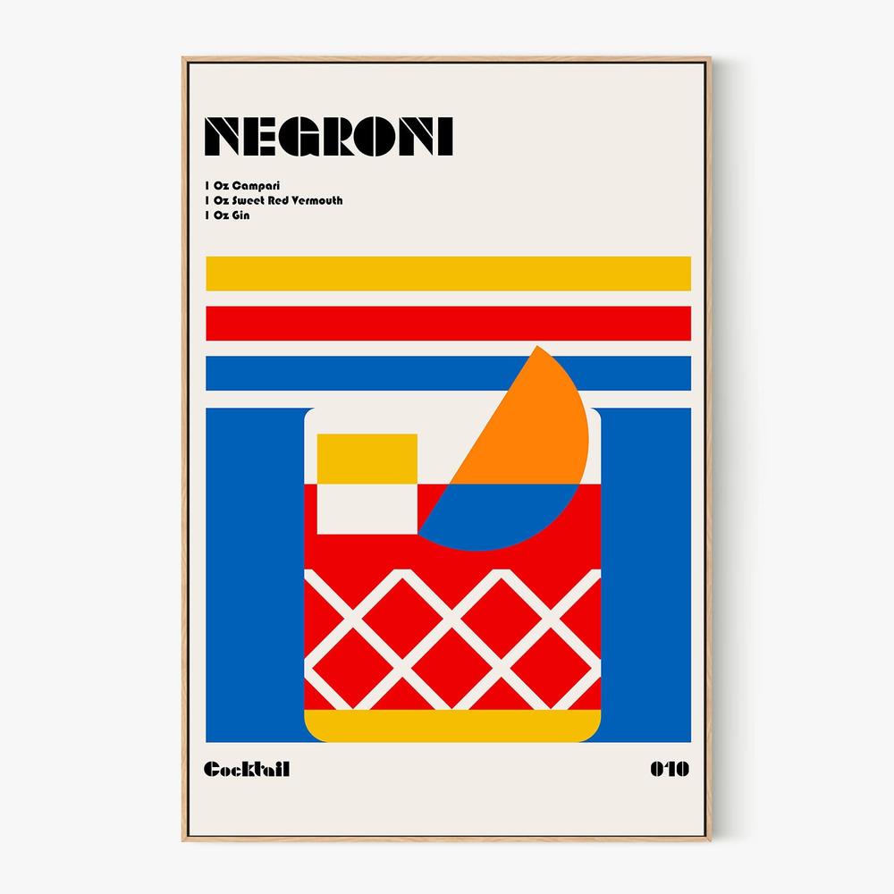 Colorful Negroni Cocktail-by-Retrodrome-wall-art-print-canvas-poster-framed-Gioia